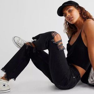 Free People Maggie Mid Rise Jeans Black